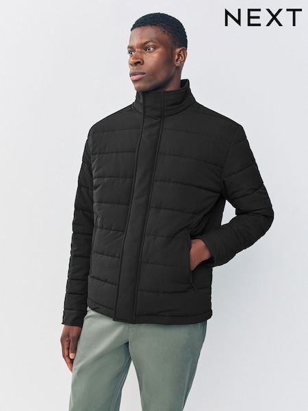 Black Quilted Shower Resistant Funnel Neck Jacket (AP0473) | €118