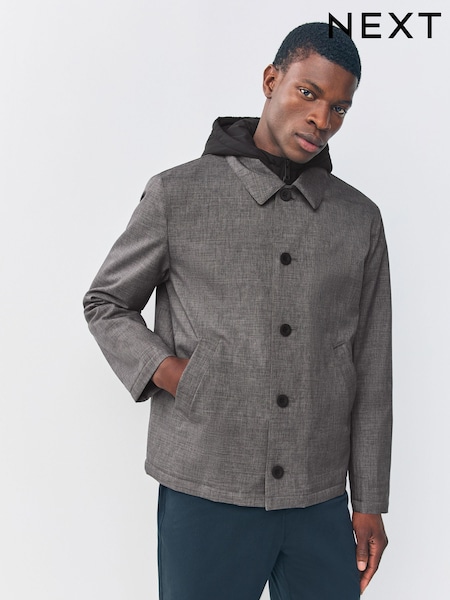 Grey Marl Quilted Shower Resistant Hooded Jacket (AP0479) | €131