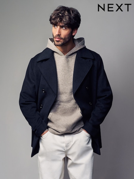 črna - Soft Touch Peacoat with Wool (AP0482) | € 106