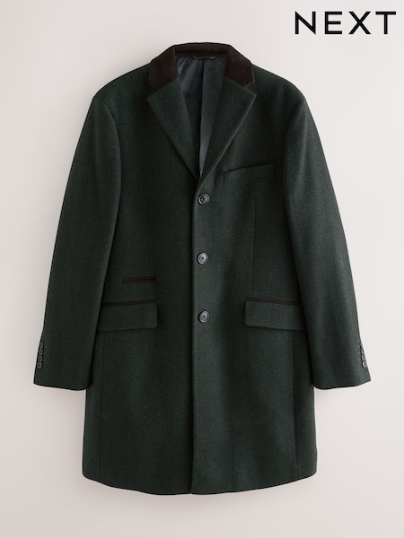 Green Wool Rich Epsom With Corduroy Trim Coat (AP0486) | €145
