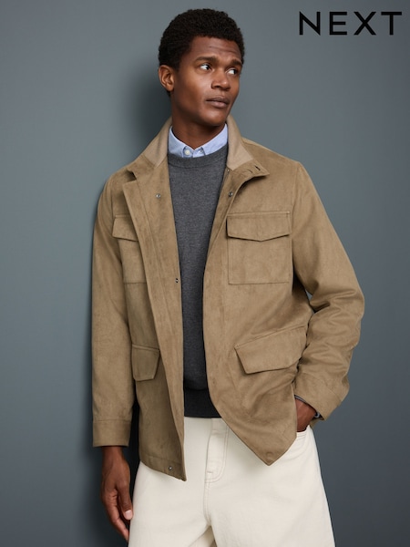 Tan Brown Faux Suede Four Pocket Jacket (AP0499) | €142