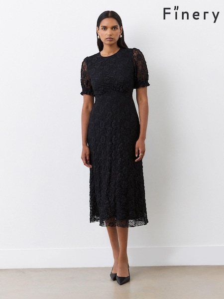 Finery Black Mela Lace Midi Dress (AP0583) | €69