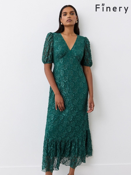 Finery Green Loretta Lace Midi Dress (AP0584) | 146 QAR