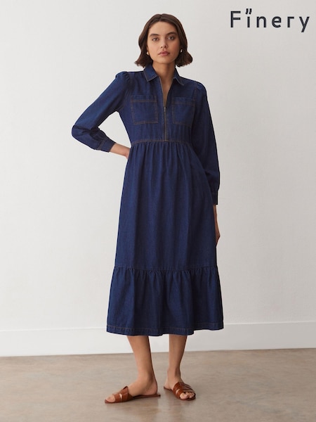 Finery Blue Roxy Mid Wash Denim Midi Dress (AP0590) | €62