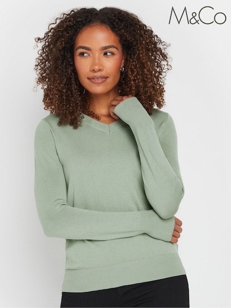 M&Co Green V-Neck Jumper (AP0597) | ₪131