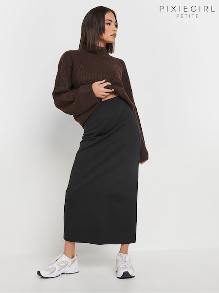 PixieGirl Petite Black Sweat Maxi 100% Cotton Skirt (AP0600) | €38