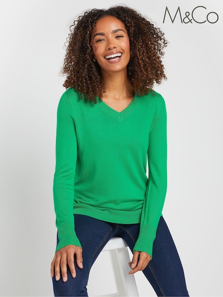 M&Co Green V-Neck Jumper (AP0603) | ₪131