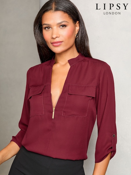 Lipsy Zip Front Utility Pocket Blouse (AP0640) | 169 LEI