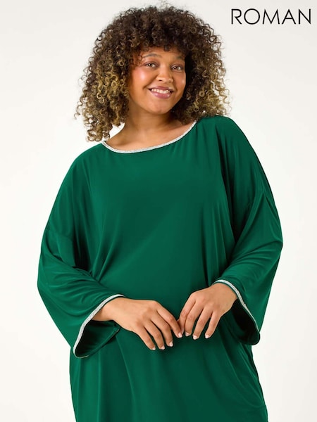 Roman Curve Diamante Trim Stretch Top (AP0643) | 432 LEI