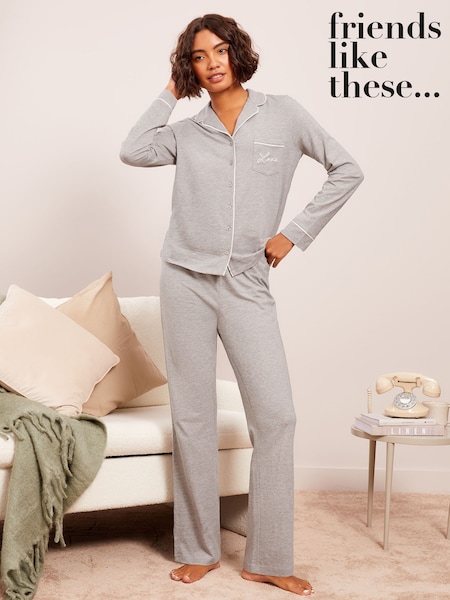 رمادي - Friends Like These Jersey Traditional Pyjamas Set (AP0691) | ‏178 ر.ق.