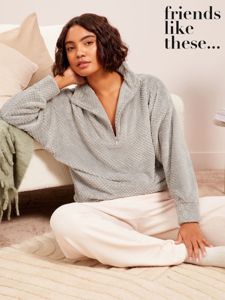 Friends Like These Grey Textured 3/4 Zip-Up Fleece (AP0800) | R$ 275