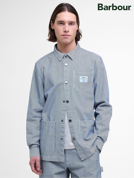 Barbour® Blue Tindale Stripe 100% Cotton Overshirt (AP0828) | ₪688