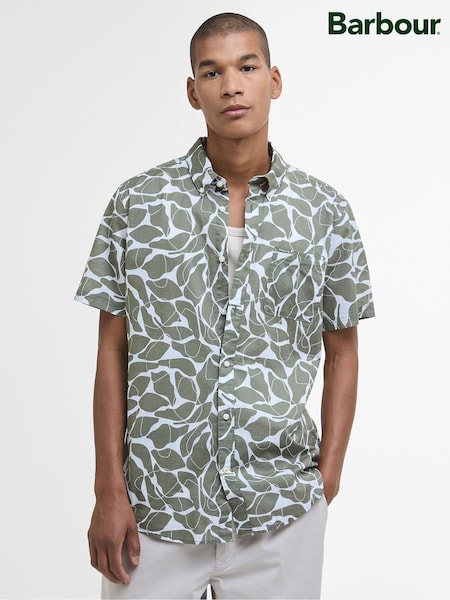 Barbour® Green Spillroad Short Sleeve Tailored 100% Cotton Shirt (AP0846) | €83