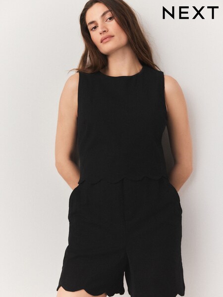Musta - Sleeveless Scallop Edged Playsuit (AP0855) | €0