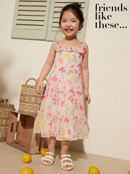 Friends Like These Square Neck Floral Tiered Dress (3-12yrs) (AP0874) | 201 LEI - 246 LEI