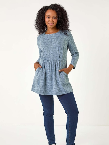 Roman Blue Petite Brushed Knit Pocket Detail Top (AP0971) | €45