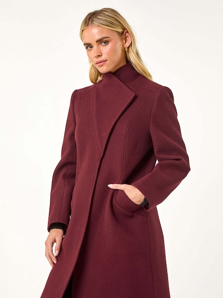 Roman Red Petite Funnel Neck Pocket Detail Coat (AP0978) | AED655