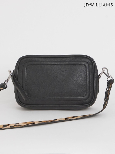 JD Williams Detatchable Leopard Print Strap Leather Saddle Bag (AP0996) | 506 LEI