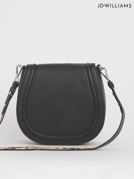 JD Williams Black Modern Leather Saddle Bag (AP1016) | €39