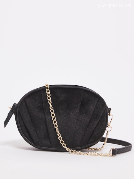 Joanna Hope Velvet Cross Body Black Bag (AP1021) | kr574