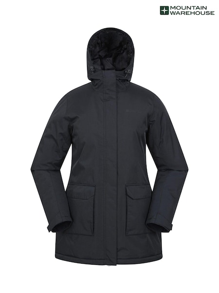 Mountain Warehouse Black Womens Ranger Water Resistant Padded Parka Jacket (AP1048) | €106