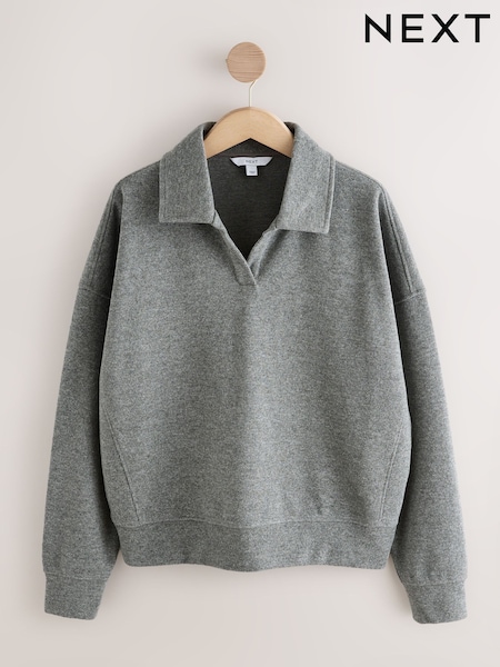 Cinza carvão - Supersoft Cosy Rib Knitted Rugby Polo Neck Jumper (AP1058) | R$ 260