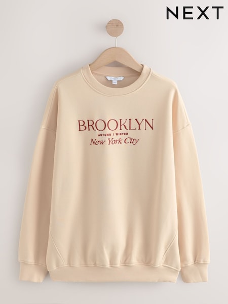Neutral Autumnal Graphic Print Relaxed Crew Neck Sweatshirt (AP1066) | R$ 280