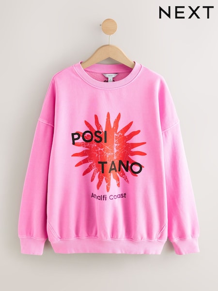 Rosa - Positano City Graphic Print Crew Neck Sweatshirt (AP1067) | R$ 280