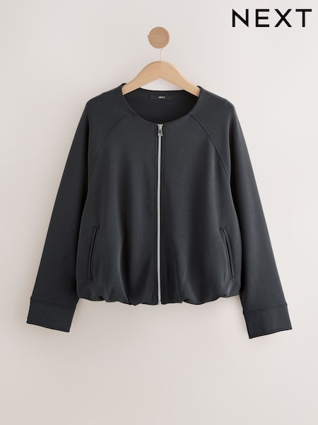 Black Slinky Soft Touch Zip Through Bubble Hem Harrington Jacket (AP1073) | R$ 400
