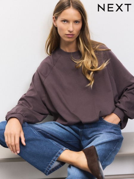 Roxo de ameixa - Puff Ball Balloon Bubble Hem Crewneck Sweatshirt (AP1075) | R$ 280