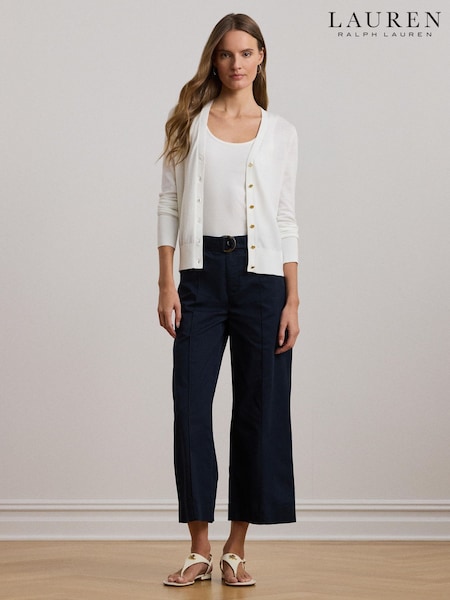 Valkoinen - Lauren Ralph Lauren Denzel Napitettava Knit Neuletakki (AP1126) | €153