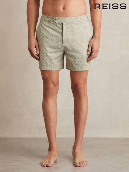 Reiss Pistachio Green Caprio Geometric Print Swim Shorts (AP1245) | kr1 363
