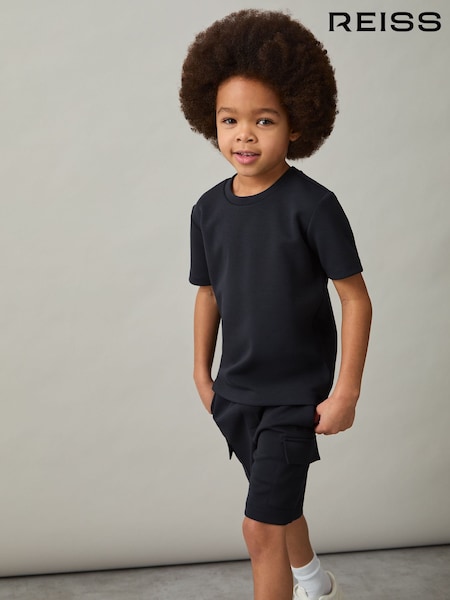 Reiss Navy Bradley 9-13 yrs Interlock-Jersey Crew-Neck T-Shirt (AP1247) | €37