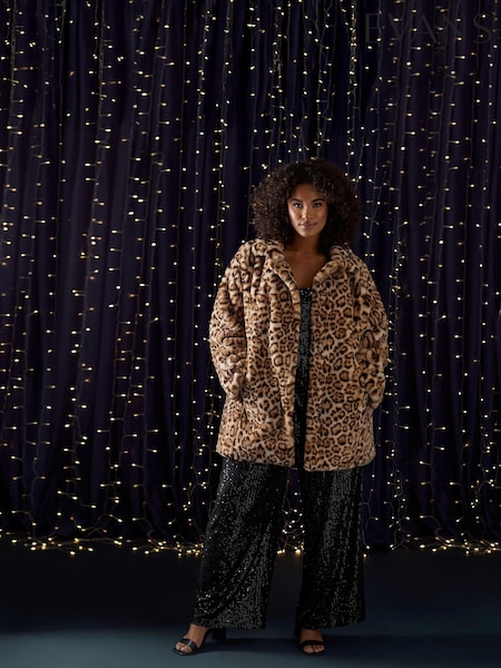 Evans Faux Fur Brown Coat (AP1257) | LEI 670