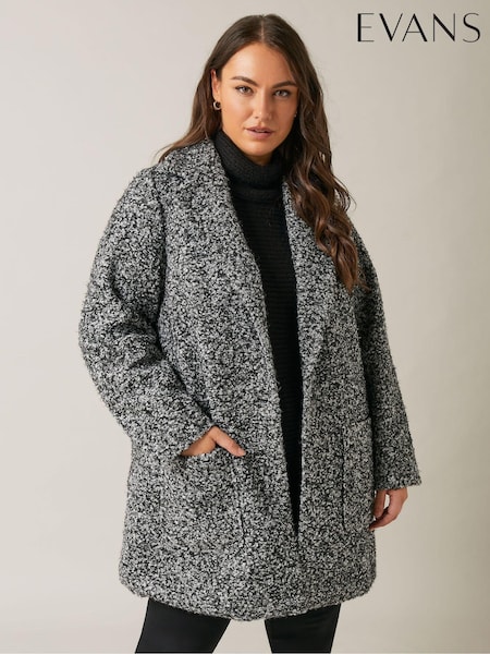 Evans Grey Curve Boucle Formal Coat (AP1260) | €119
