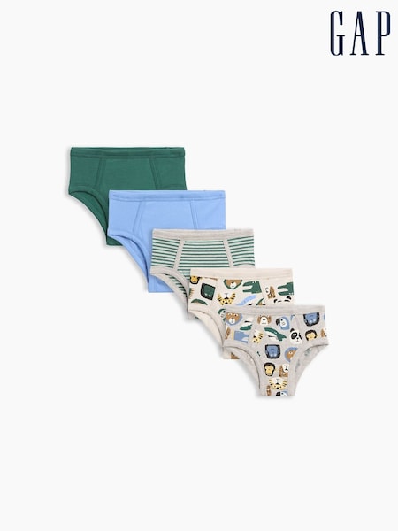 Green & Grey Animal - Gap Stretch Cotton Briefs 5-pack