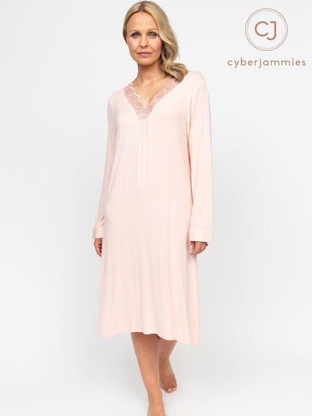 Cyberjammies Pink Nora Rose Long Sleeve Short Nightdress (AP1451) | ₪201