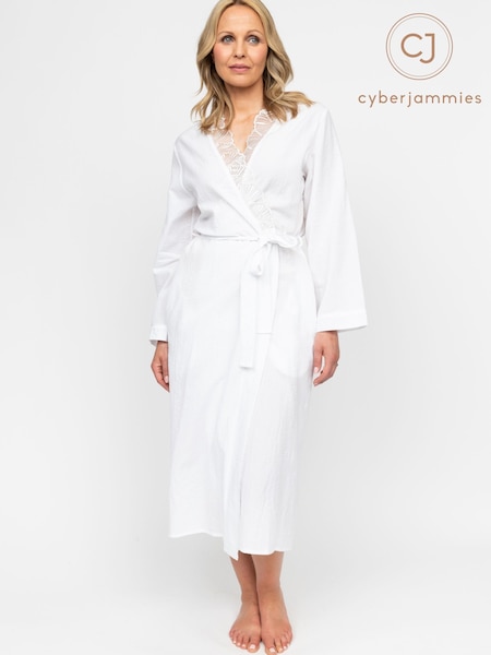 Cyberjammies Nora Rose Seersucker Long Dressing 100% Cotton Gown (AP1474) | 69 €