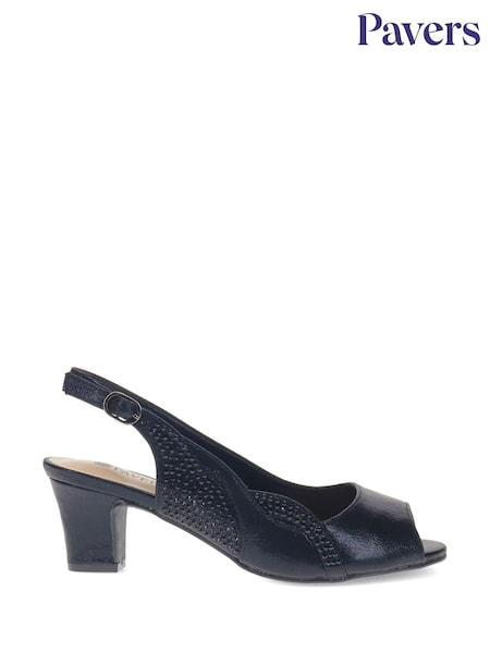 Pavers Black Peep-Toe Slingback Shoes (AP1836) | 198 QAR