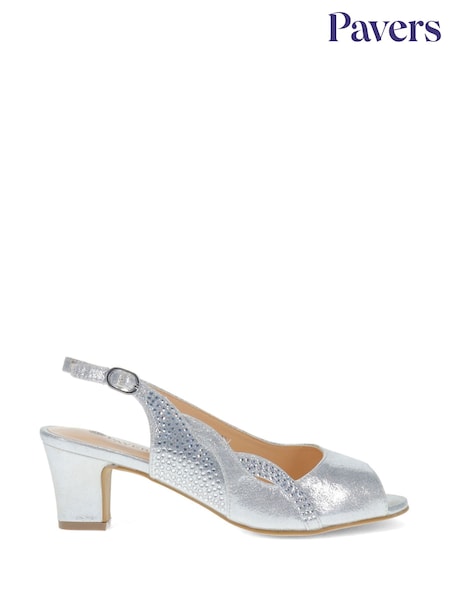 فضي - Pavers Peep-Toe Slingback Shoes (AP1837) | ‏233 د.إ.‏