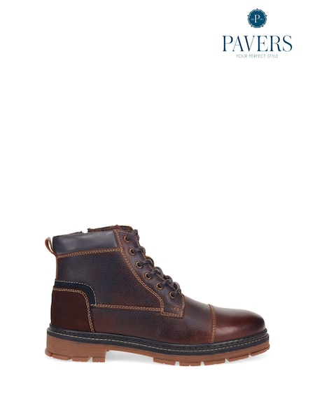 Ruskea - Pavers Leather Lace Up Boots (AP1838) | €110