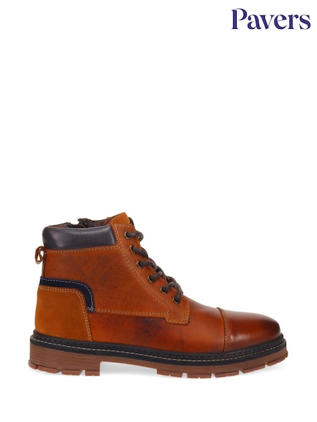 Kellanruskea - Pavers Leather Lace Up Boots (AP1839) | €110