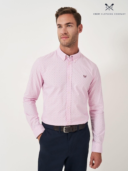 Crew Clothing Pink Pinpoint Printed Oxford 100% Cotton Shirt (AP1929) | €78