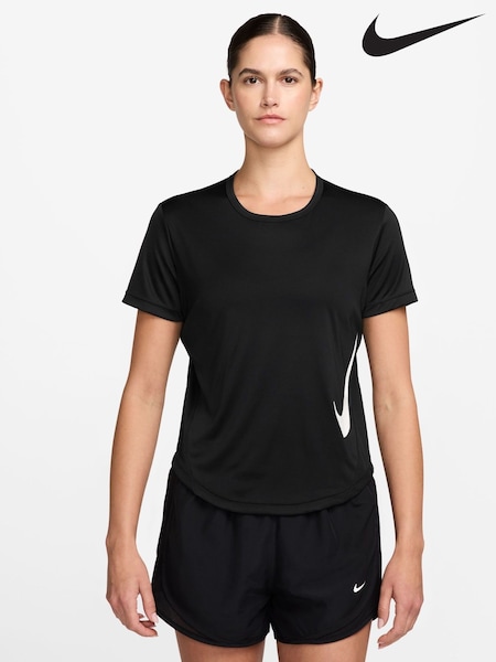 Nike Black Tempo Swoosh Dri-FIT Short Sleeve Running Top (AP2061) | €44