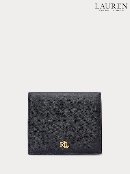 Lauren Ralph Lauren Crosshatch Leather Compact Black Purse (AP2461) | €131
