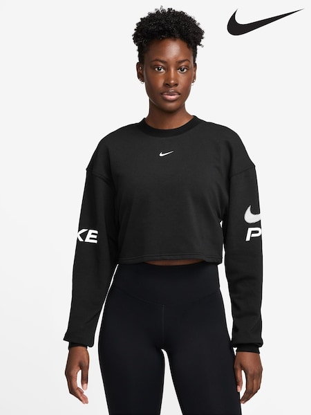 Nike Black Pro Dri-FIT French Terry Crew Neck Sweatshirt (AP2470) | €80