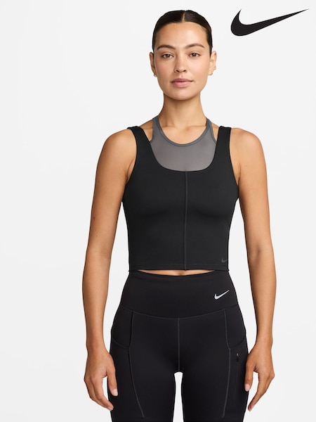 Nike Black One Fitted Dri-FIT Cropped Short Sleeve Top (AP2481) | €42