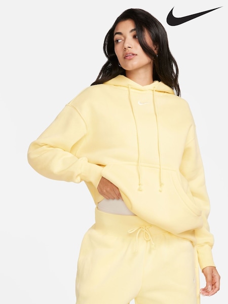 Nike Butter Yellow Oversized Sportswear Phoenix Fleece Mini Swoosh Pullover Hoodie (AP2585) | €77