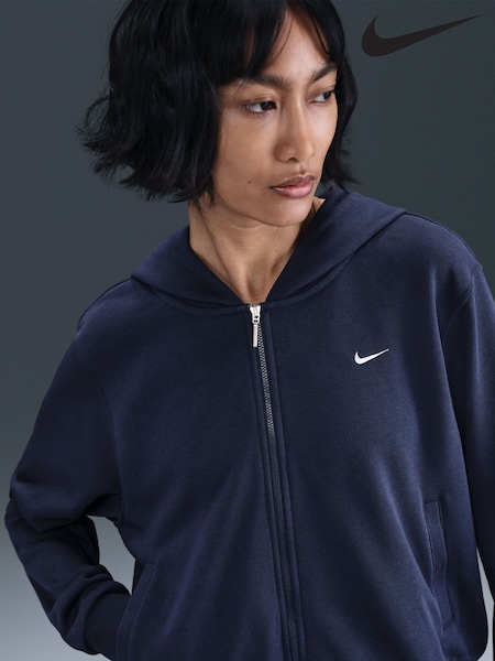 Nike Midnight Navy Sportswear Chill Terry Loose Full-Zip French Terry Hoodie (AP2588) | €80
