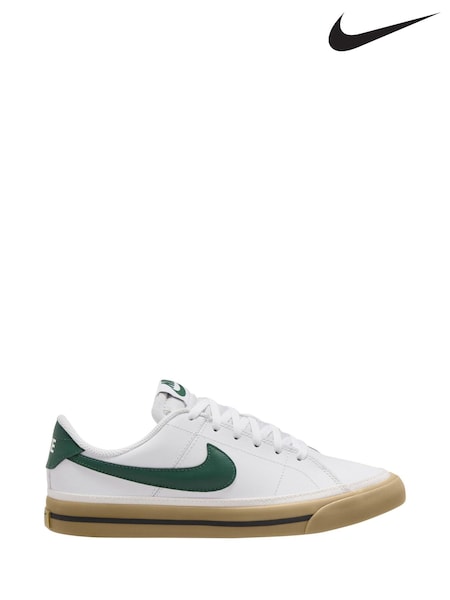 Nike White/Fir Green Court Legacy Trainers (AP2907) | €64